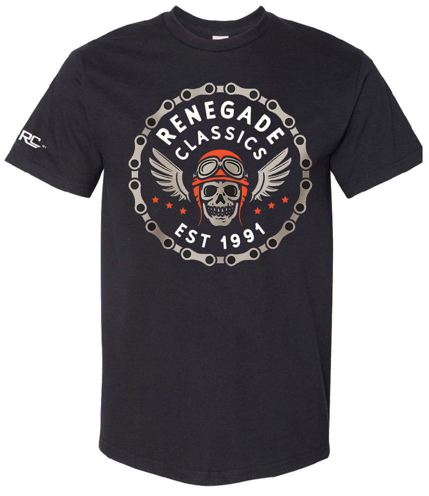 RC Chain Skull Graphic Mens Motorcycle T Shirt