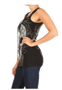 Womenâ€™s BLACK Baroque Skull Graphic Tank Top