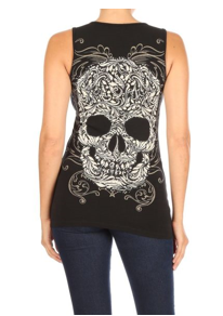 Womenâ€™s BLACK Baroque Skull Graphic Tank Top