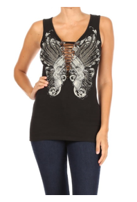 Womenâ€™s BLACK Edgy Pistol Tank Top