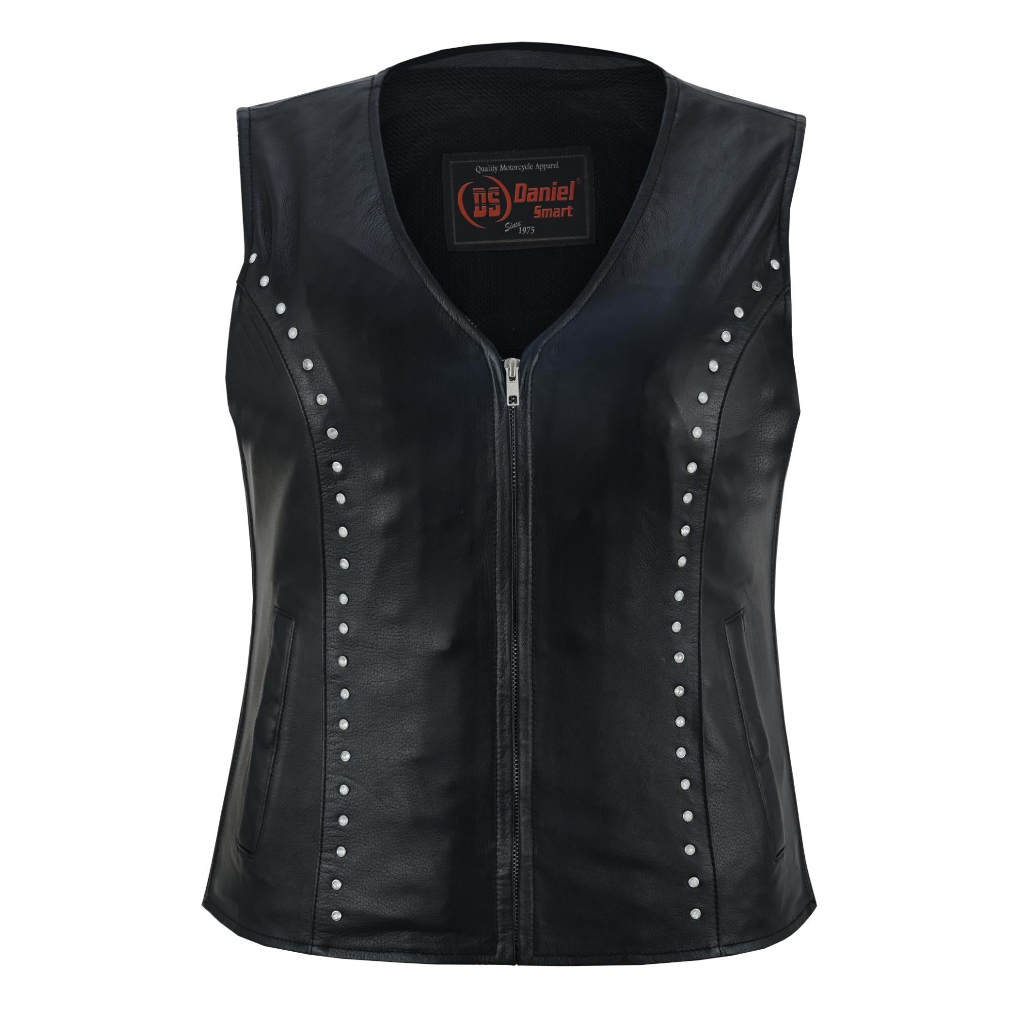 Biker Babe Women's Studded Leather Motorcycle Vest