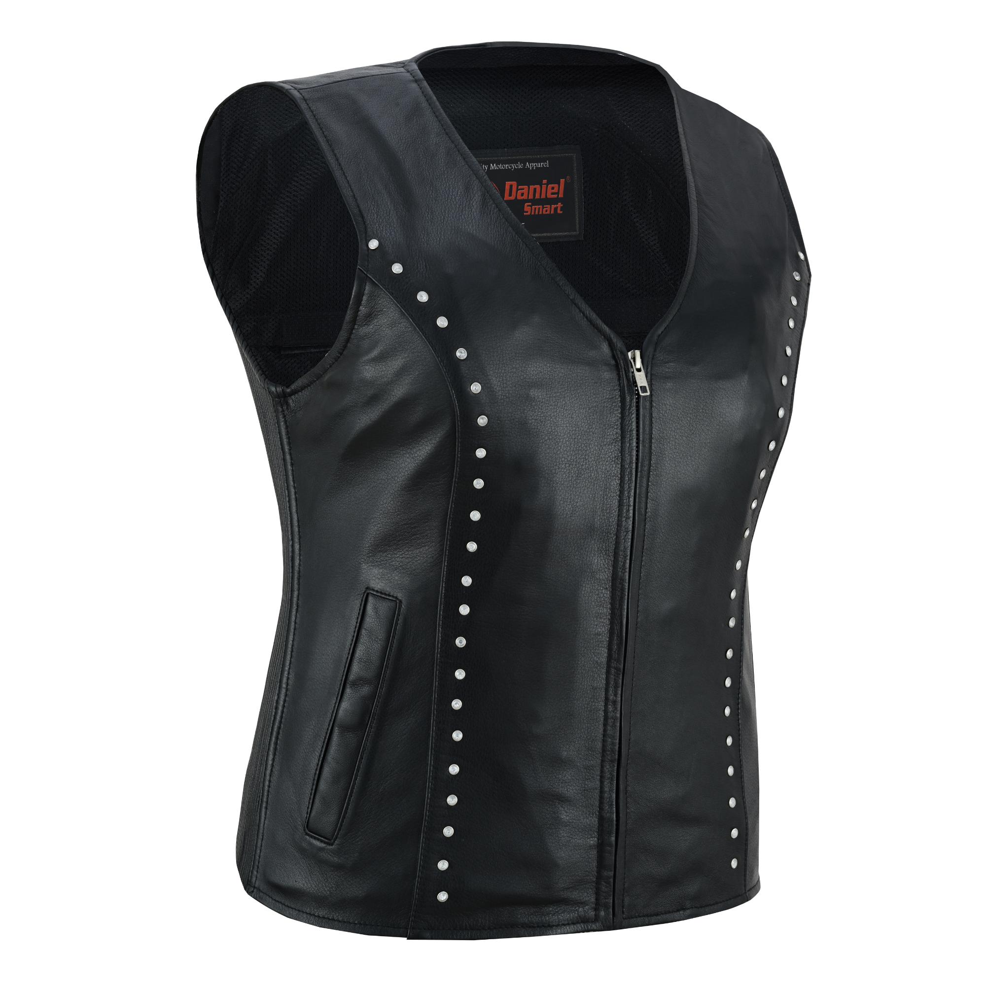 Biker Babe Women's Studded Leather Motorcycle Vest