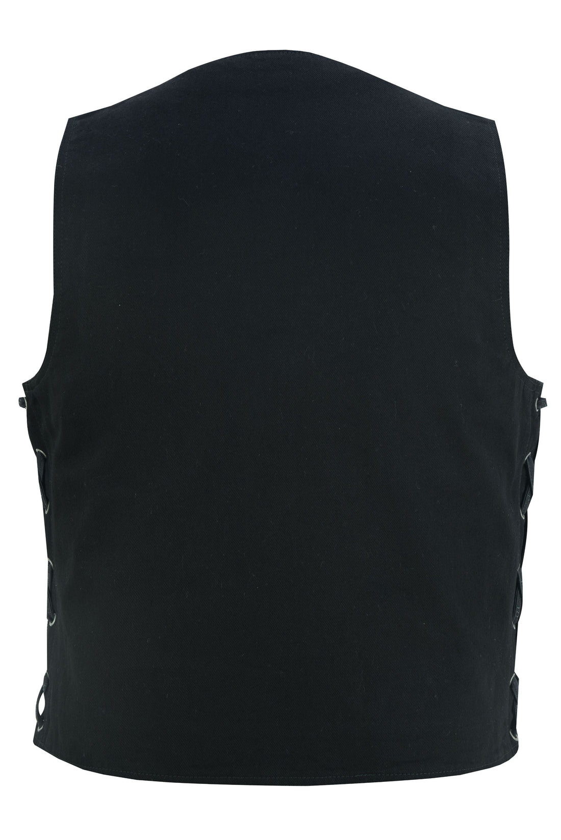 Men's Traditional Denim Motorcycle Vest with Side Laces â€“ Smart Access Pockets