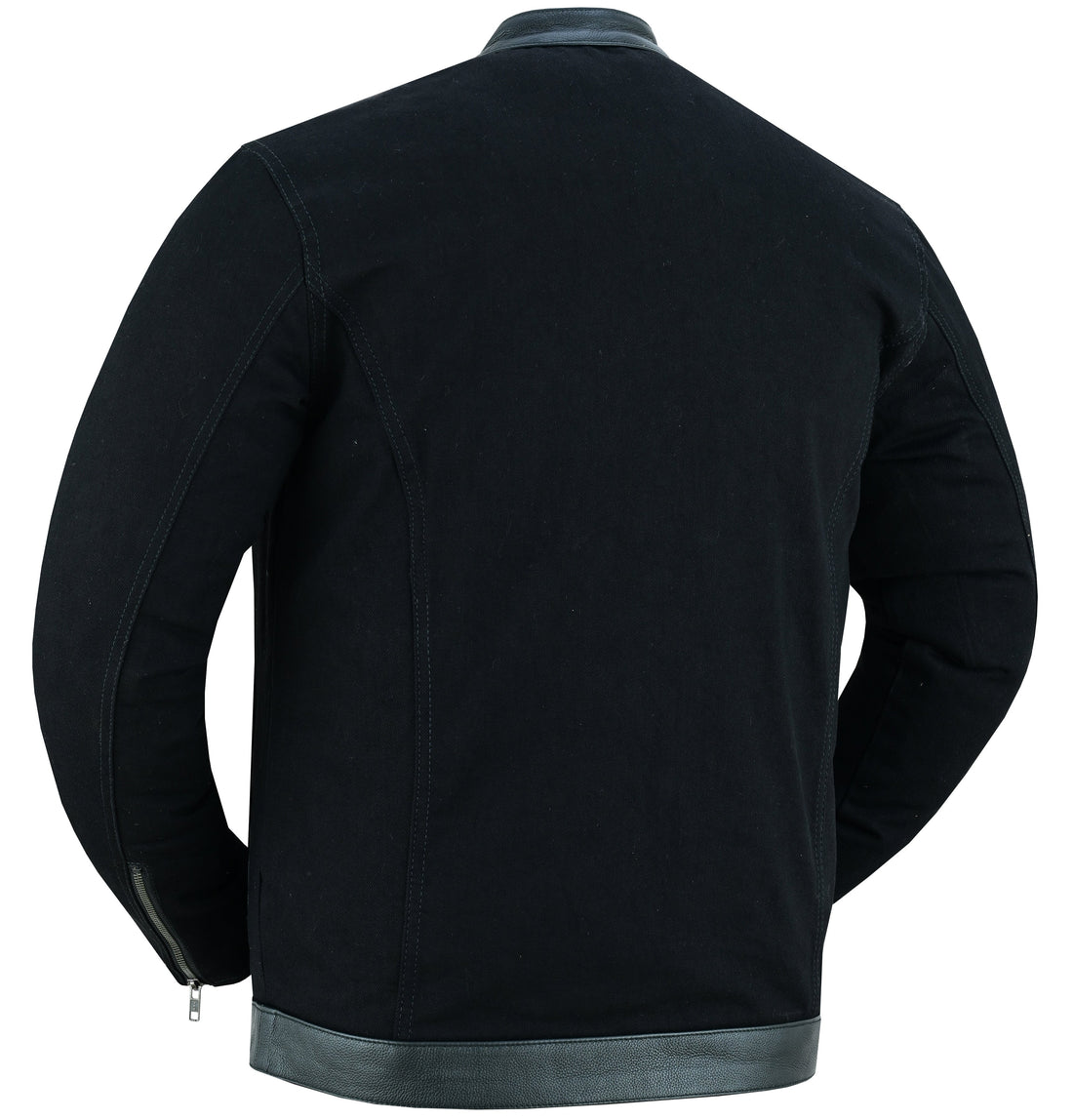 Men's Full Cut Denim Jacket â€“ Leather Trim & Hidden Pockets