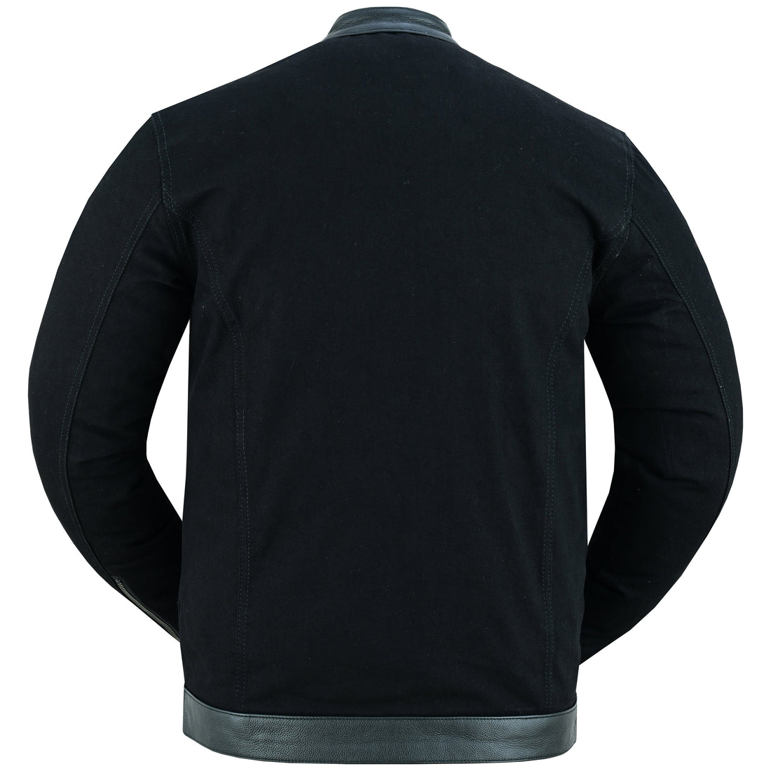 Men's Full Cut Denim Jacket â€“ Leather Trim & Hidden Pockets