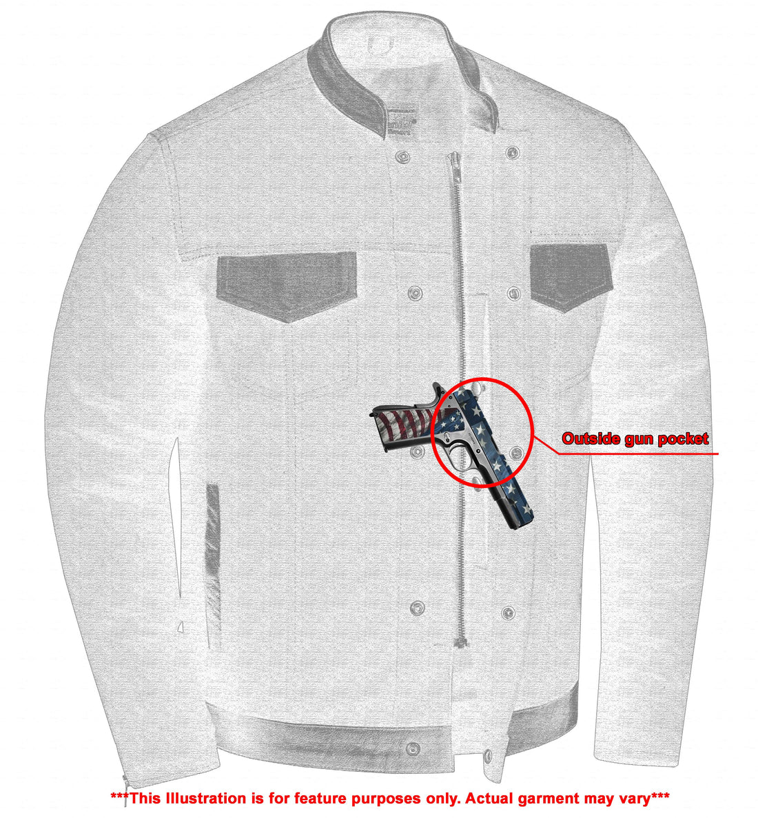 Men's Full Cut Denim Jacket â€“ Leather Trim & Hidden Pockets