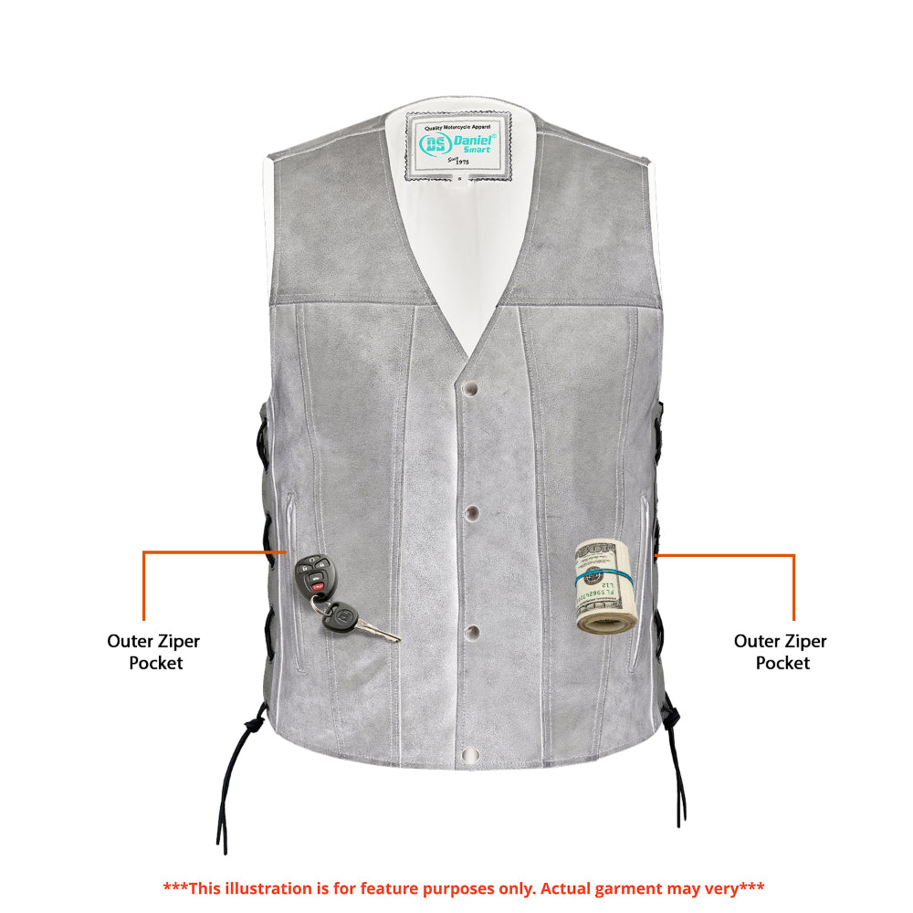 Men's Gray Single Back Panel Smart Access Pockets Vest