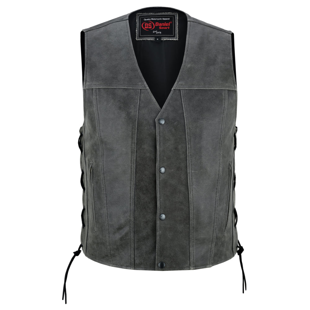 Men's Gray Single Back Panel Smart Access Pockets Vest
