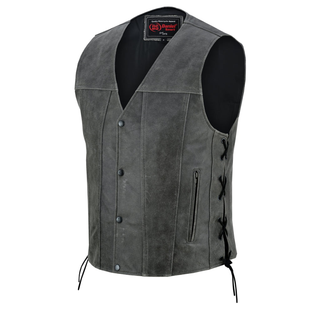 Men's Gray Single Back Panel Smart Access Pockets Vest