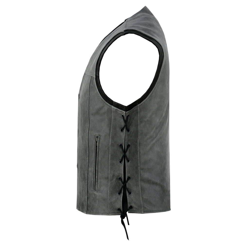 Men's Gray Single Back Panel Smart Access Pockets Vest