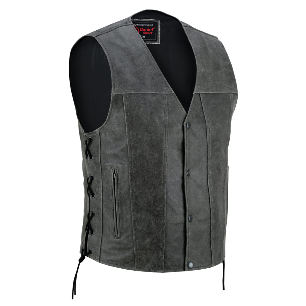 Men's Gray Single Back Panel Smart Access Pockets Vest