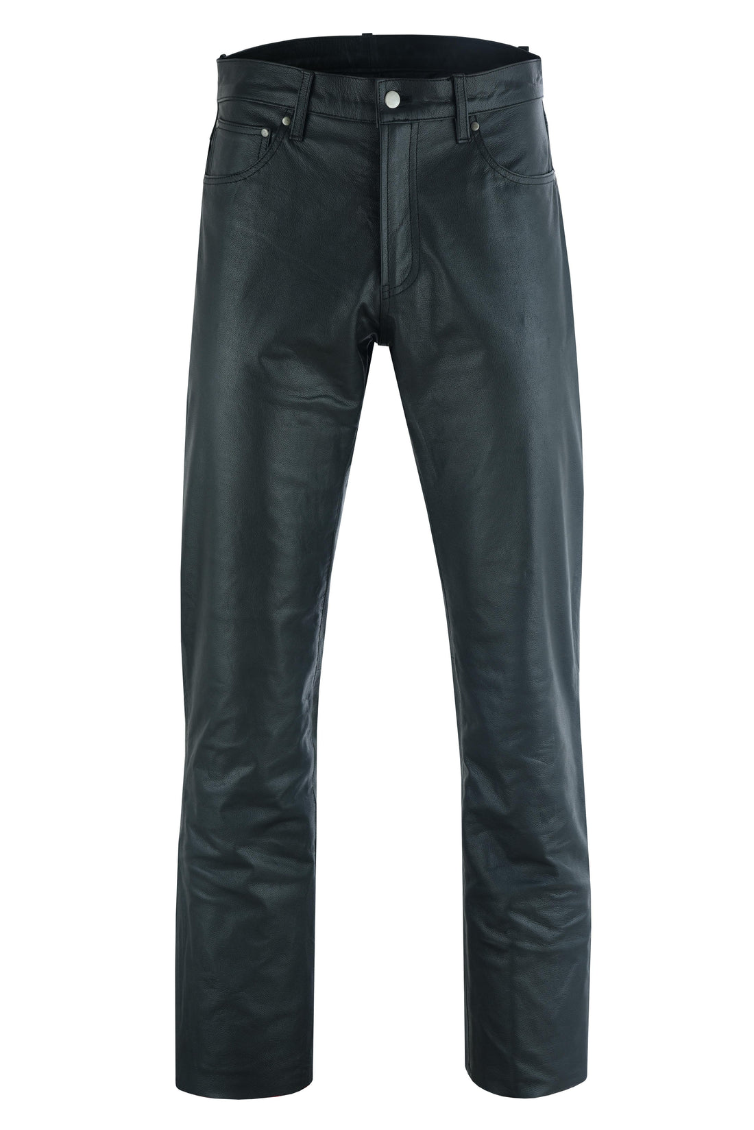 Women's Classic 5 Pocket Black Casual Motorcycle Leather Pants