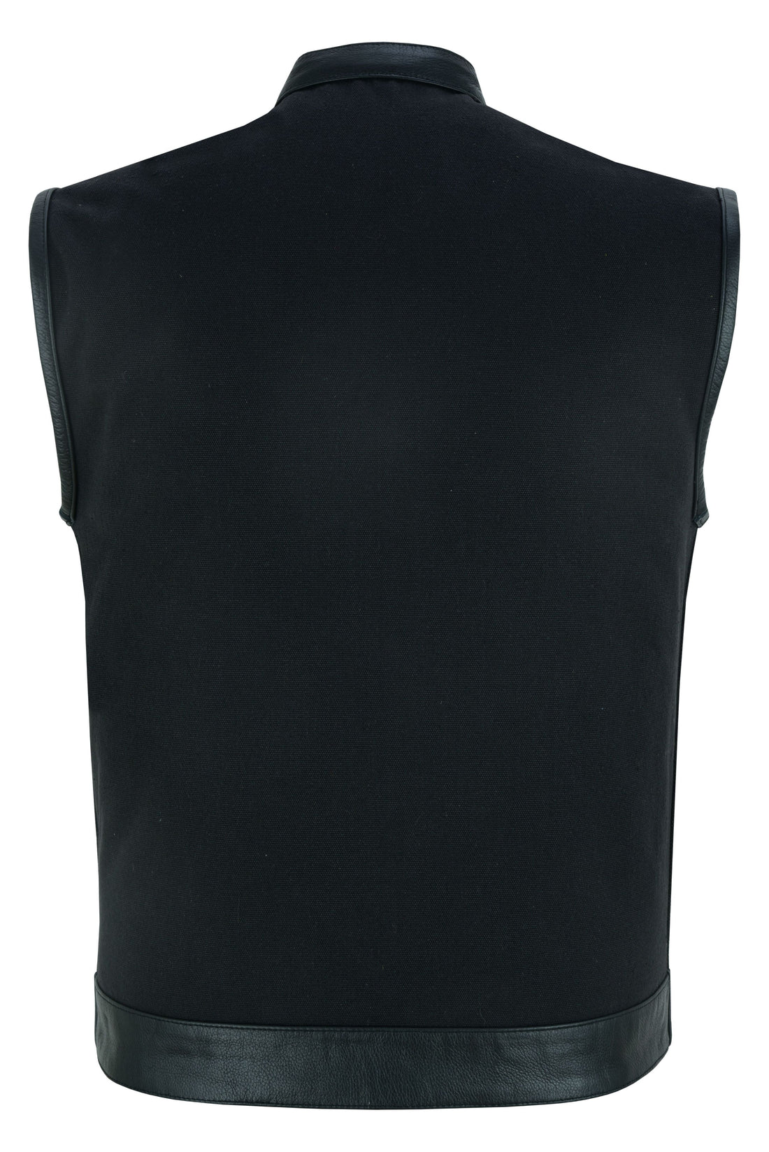 Canvas Material Single Back Panel Concealment Vest W/Leather Tr