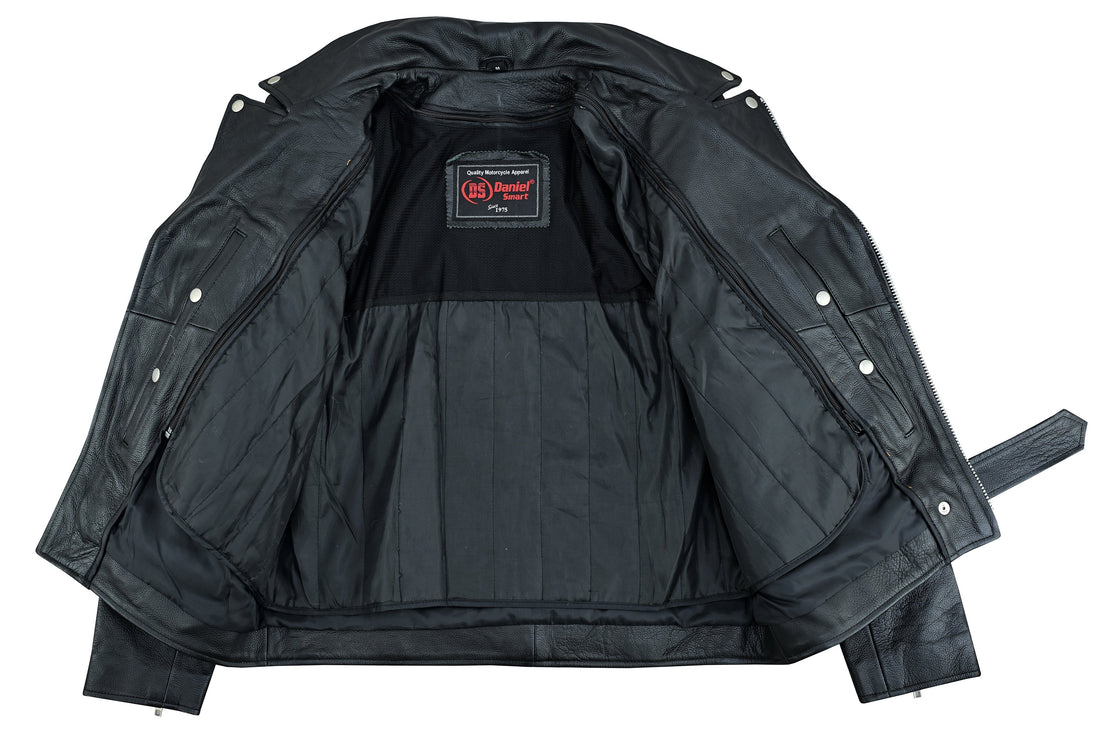 Men's Premium Classic Plain Side Police Style Jacket - Black