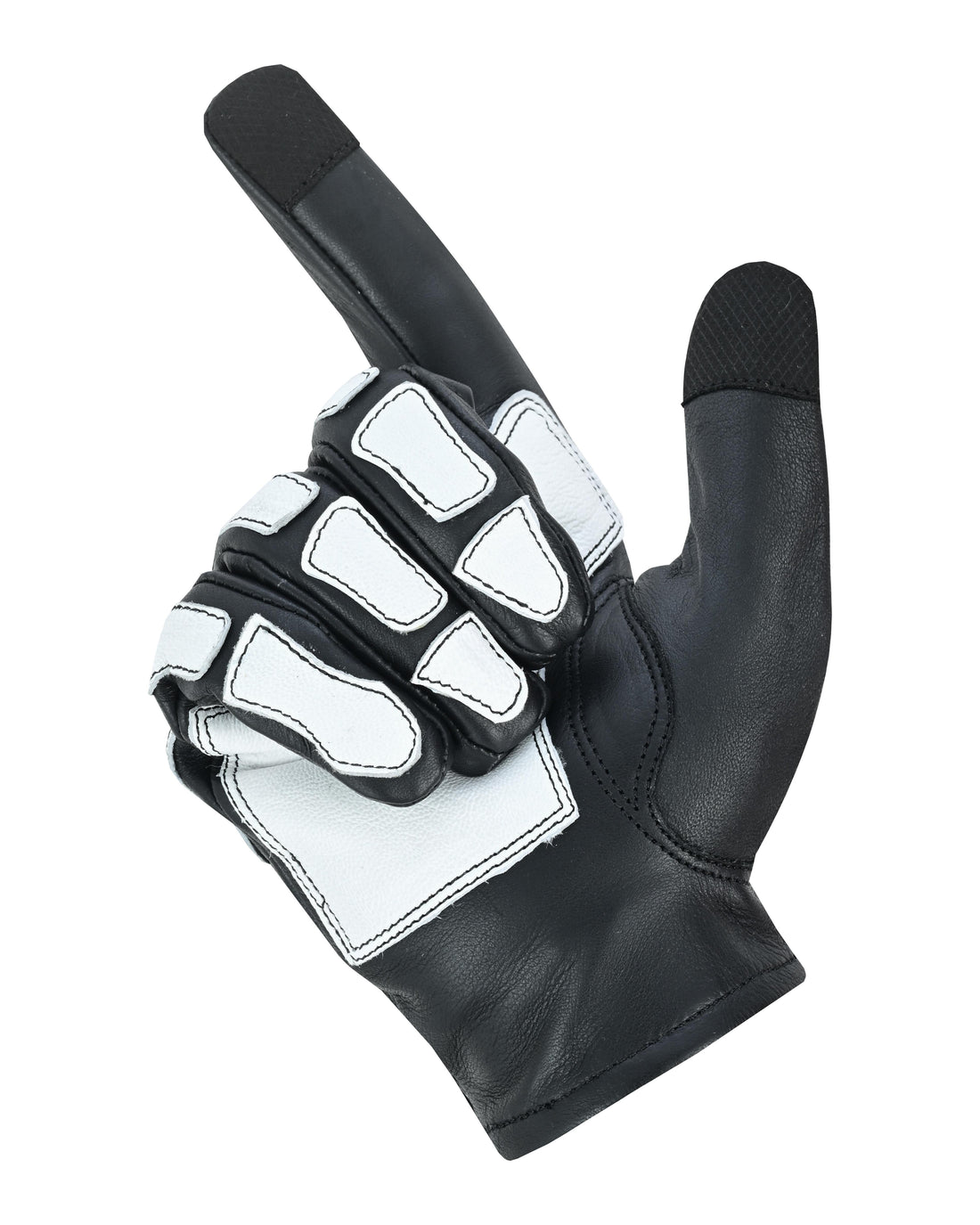 SkullTrail Men's leather gloves Black & White