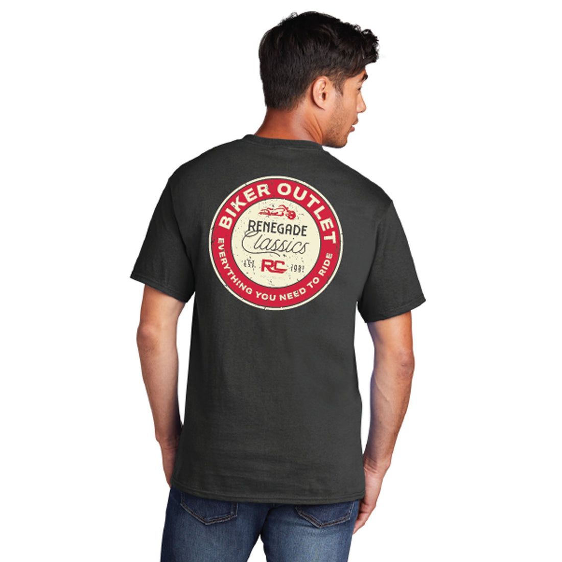 RC Retro Sign Black Mens Motorcycle T-Shirt