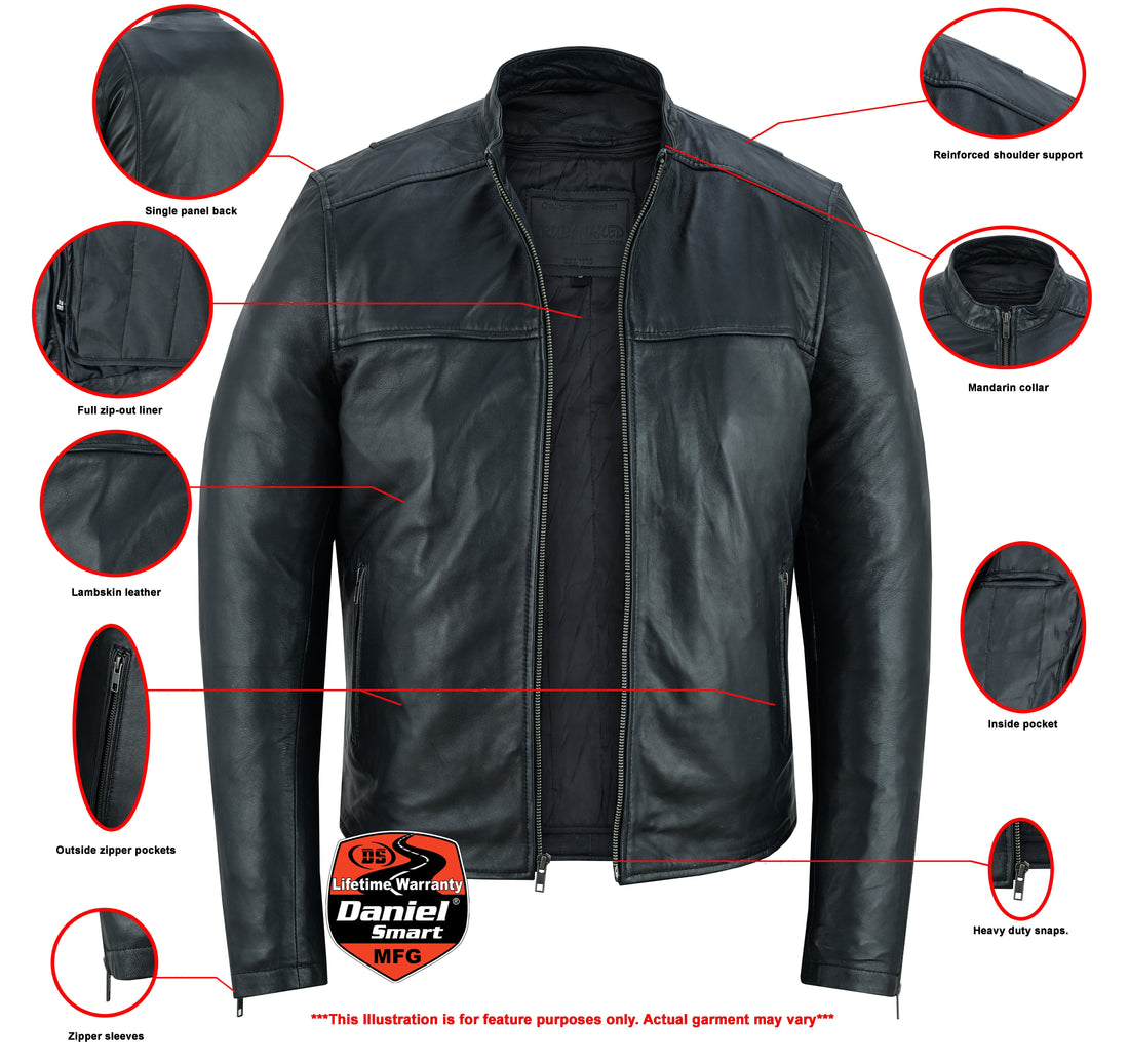 Wanton Men's Fashion Lambskin Leather Jacket â€“Black