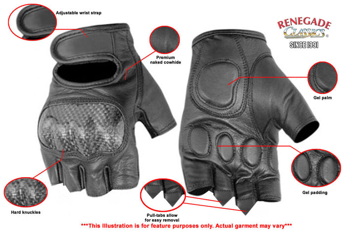 ForceGuard Men's leather Fingerless gloves