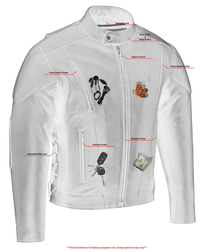 Men's Premium Vented Motorcycle Jacket â€“ Side Laces
