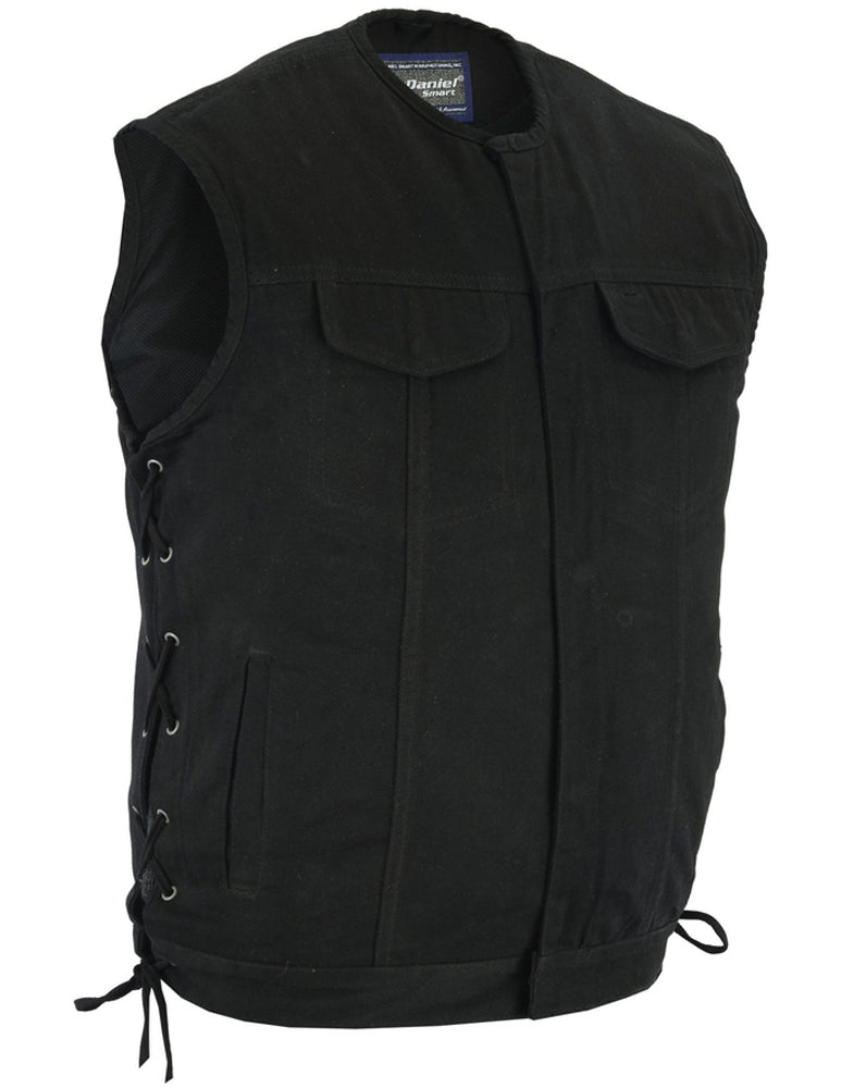 Men's Upgraded All-Black Denim Motorcycle Vest â€“ Smart Access Pockets