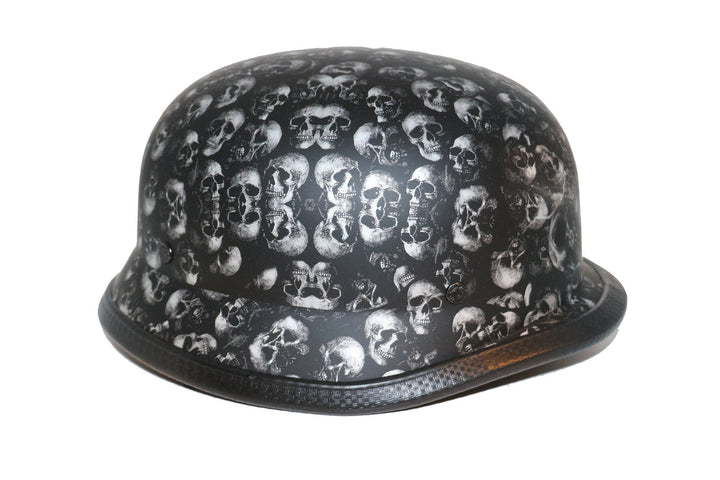 H8 Novelty German Grey Skull Flat Black - Non DOT