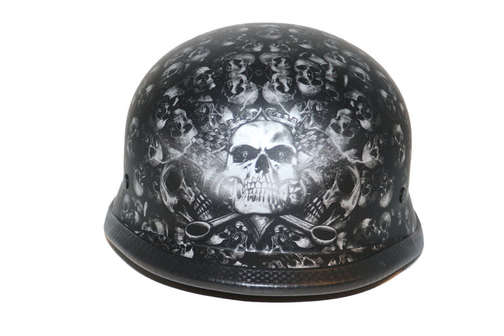 H8 Novelty German Grey Skull Flat Black - Non DOT