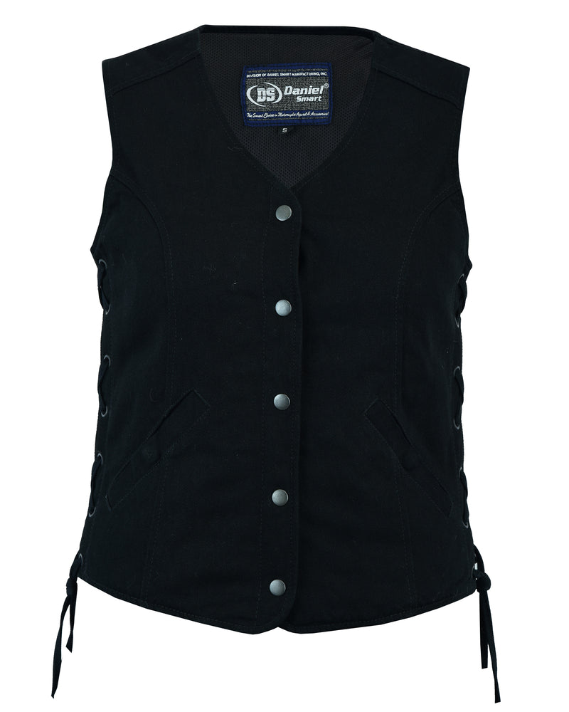 Women's Denim Longer Body Â¾ Vest - Side Laces
