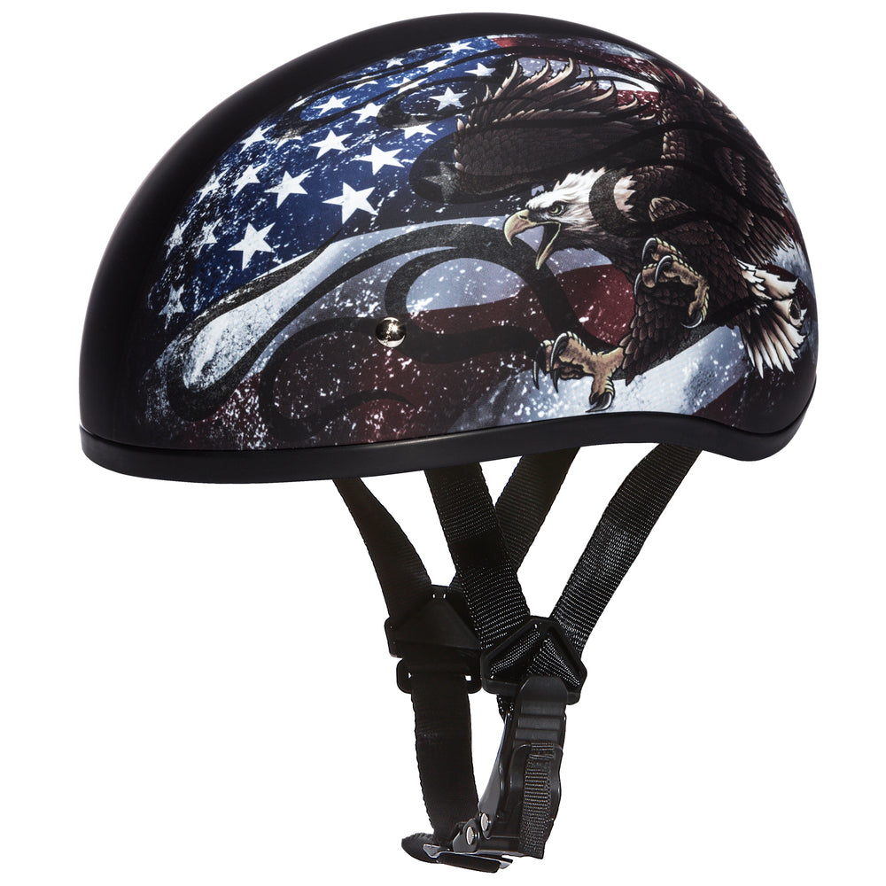 D6-USA â€˜DAYTONA SKULL CAPâ€™ with USA Flag and Eagle Half Face Helmet