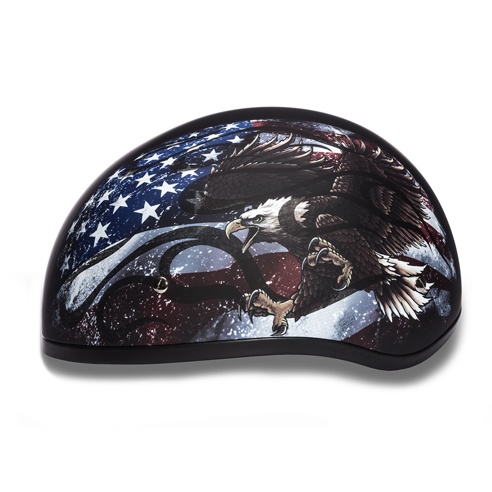 D6-USA â€˜DAYTONA SKULL CAPâ€™ with USA Flag and Eagle Half Face Helmet