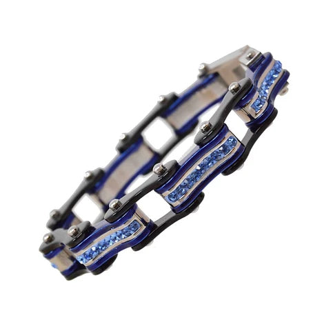VJ112 Two Tone Black/Candy Blue W/Blue Crystal Centers