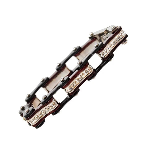 VJ116 Two Tone Black/Candy Red W/White Crystal Centers