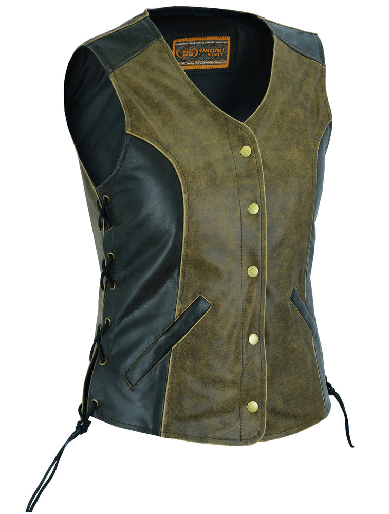 Women's Stylish Longer Body &frac34; Vest - Side Laces - Two T