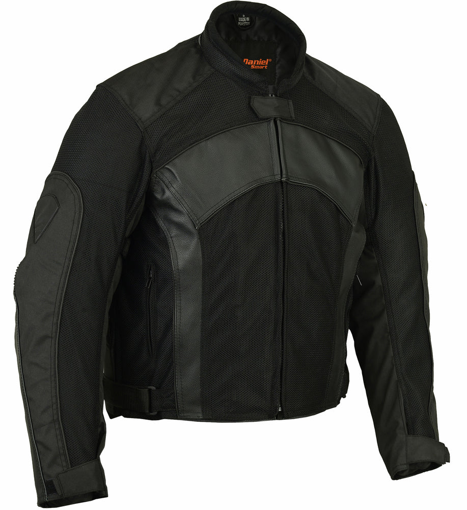 Mens Leather & Mesh Motorcycle Jacket â€“ Waterproof Liner