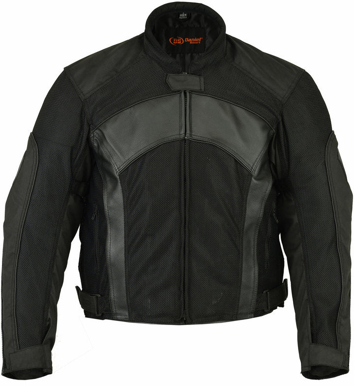 Mens Leather & Mesh Motorcycle Jacket â€“ Waterproof Liner