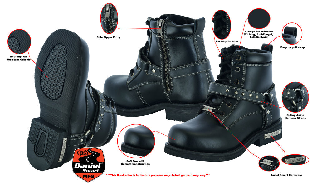 Women's Boots with Side Zipper and Single Strap