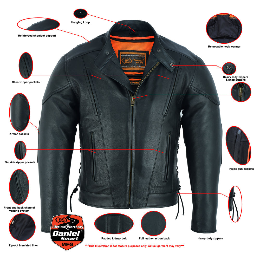 Men's Premium Vented Motorcycle Jacket â€“ Side Laces