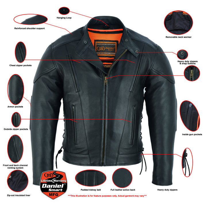 Men's Premium Vented Motorcycle Jacket â€“ Side Laces