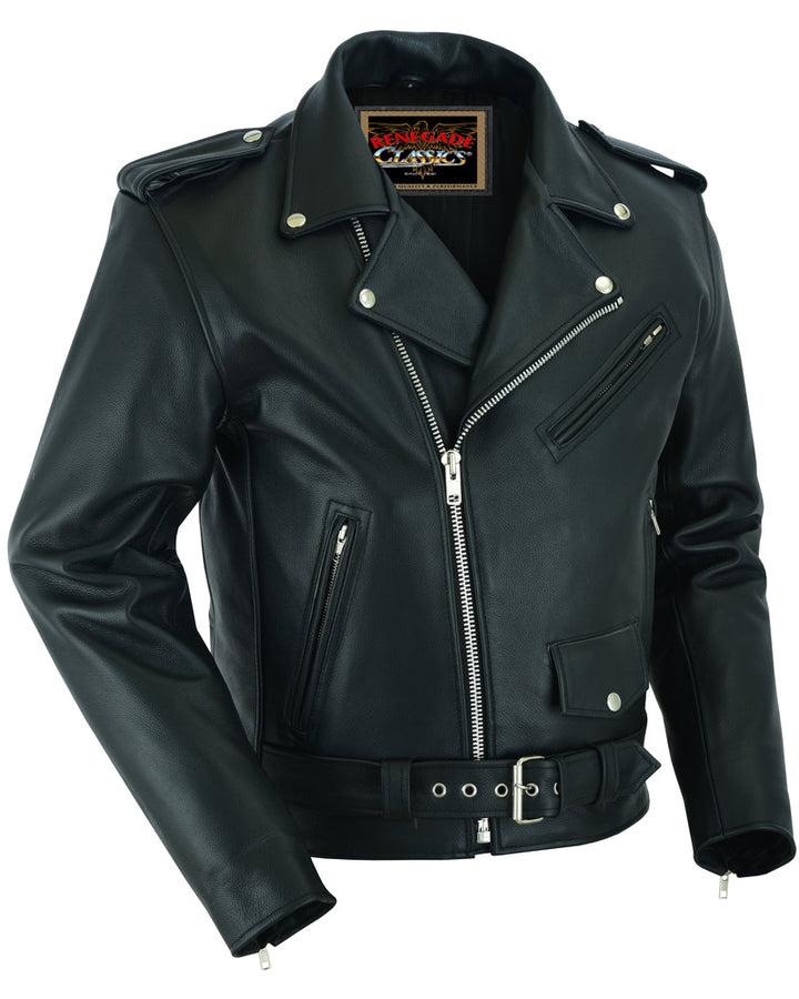 Super Arnold Men's Black Leather Jacket â€“ Retro Design