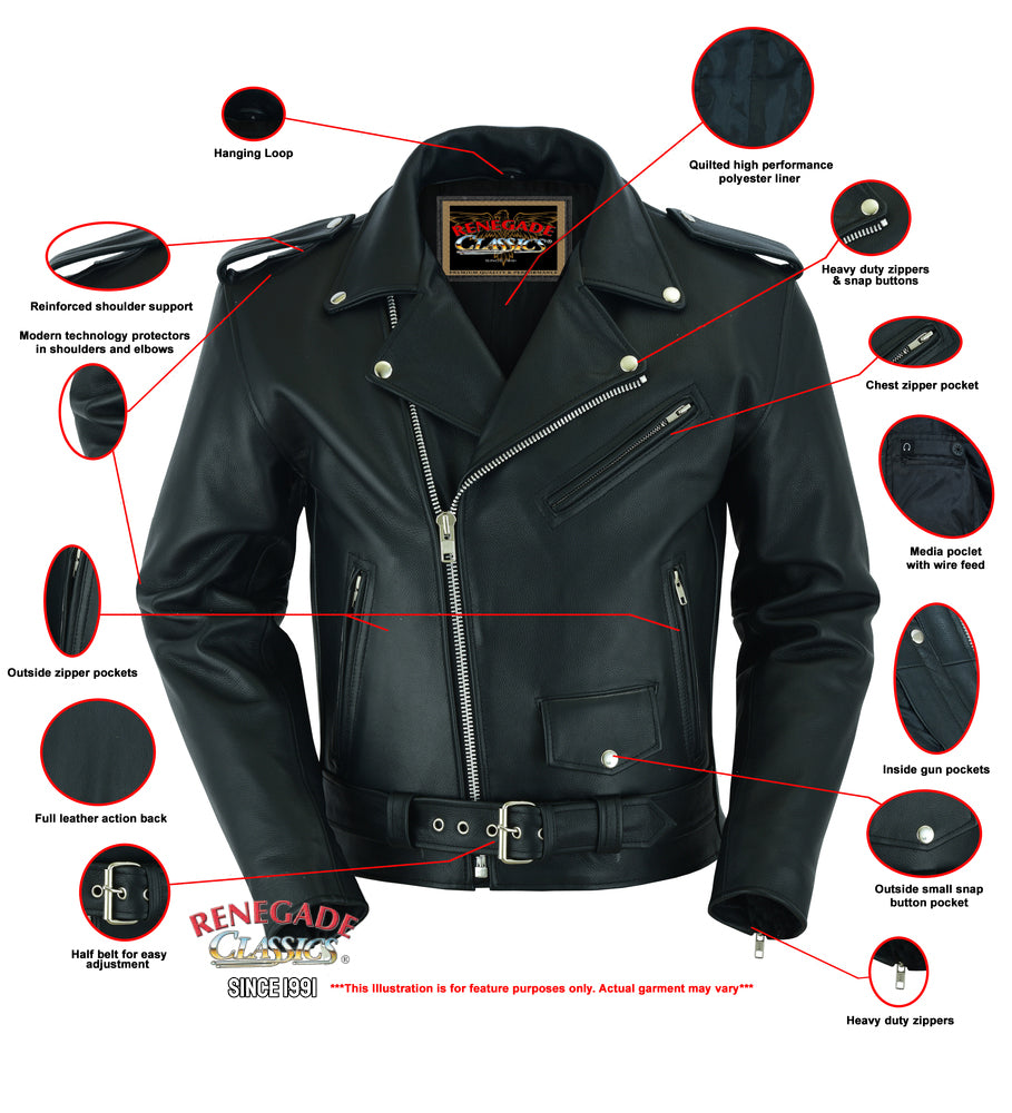 Super Arnold Men's Black Leather Jacket â€“ Retro Design