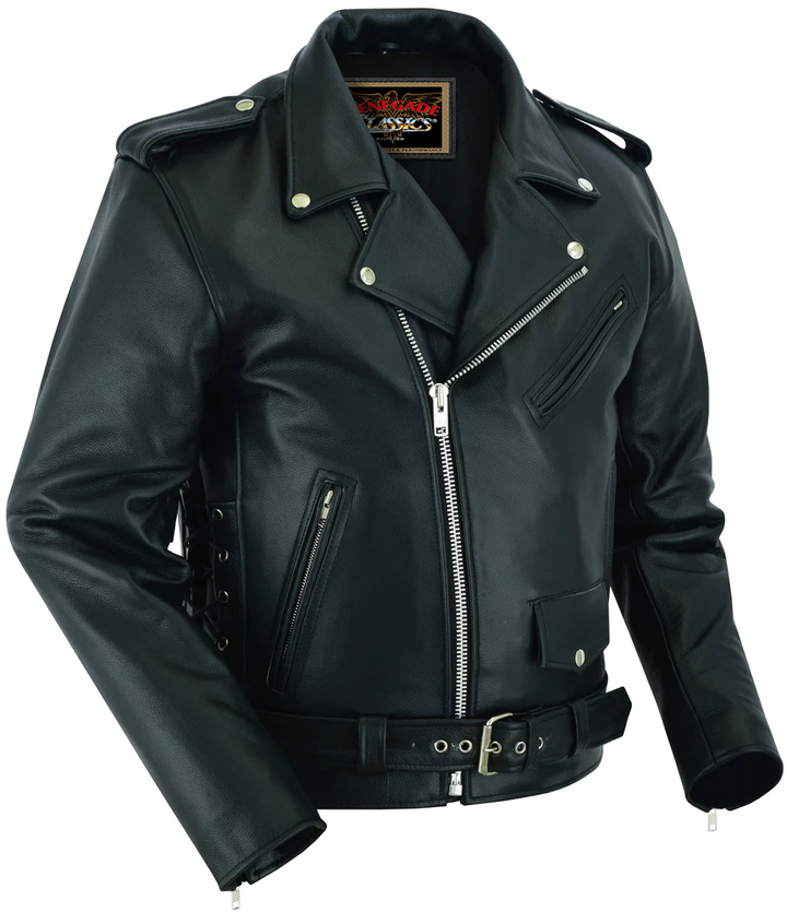 Classic Star Black Men's Leather Motorcycle Jacket â€“ Adjustable Fit