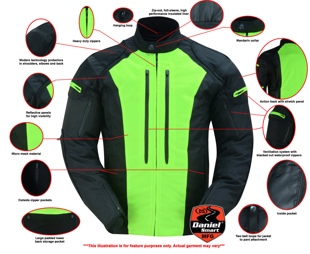 Hi-Viz blast Micro Mesh Mens Motorcycle Jacket â€“ Lightweight