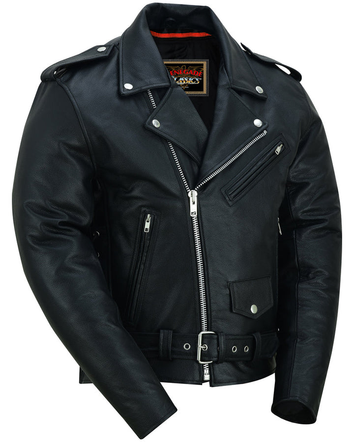 Freedom Rider Black Men's Leather Jacket Eagle Embossed