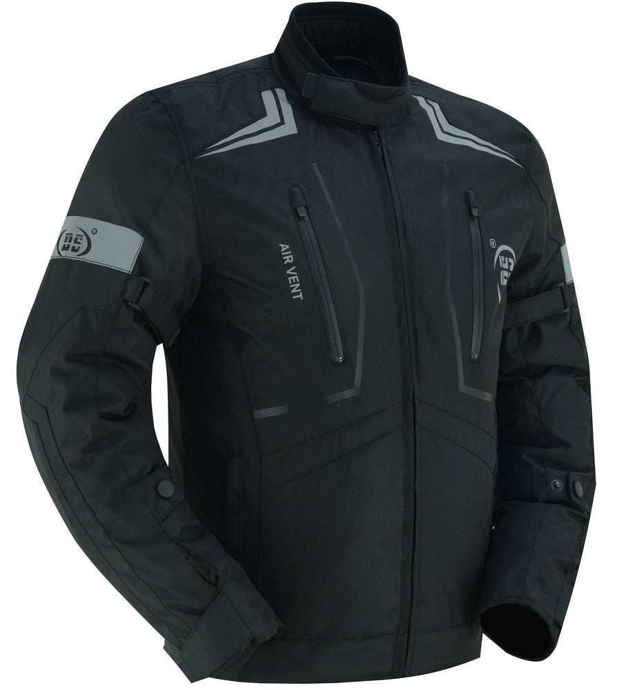 Flight Wings - Mens Textile Motorcycle Jacket - Black