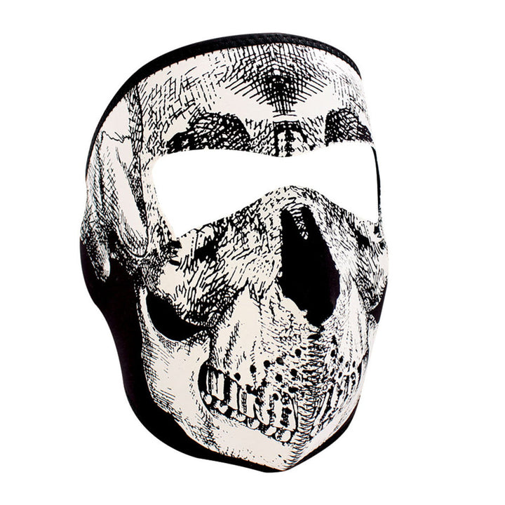 WNFM2G ZANÂ® Full Mask- Neoprene- Black and White Skull- Glow