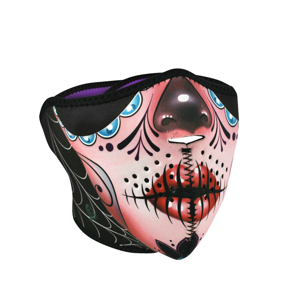 WNFM82H ZANÂ® Half Mask- Neoprene- Sugar Skull Reversible to Purp