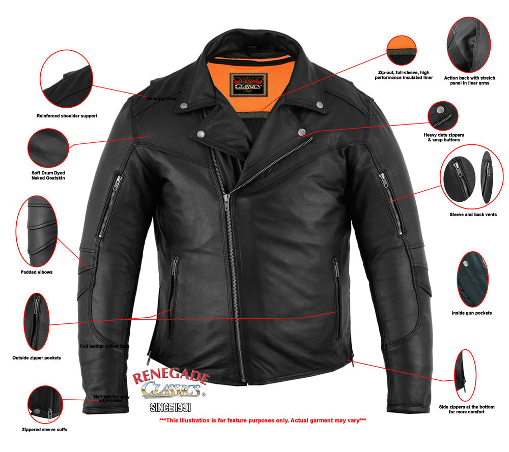 Black Speed Men's Motorcycle Leather Jacket â€“ Smart Access Pocket