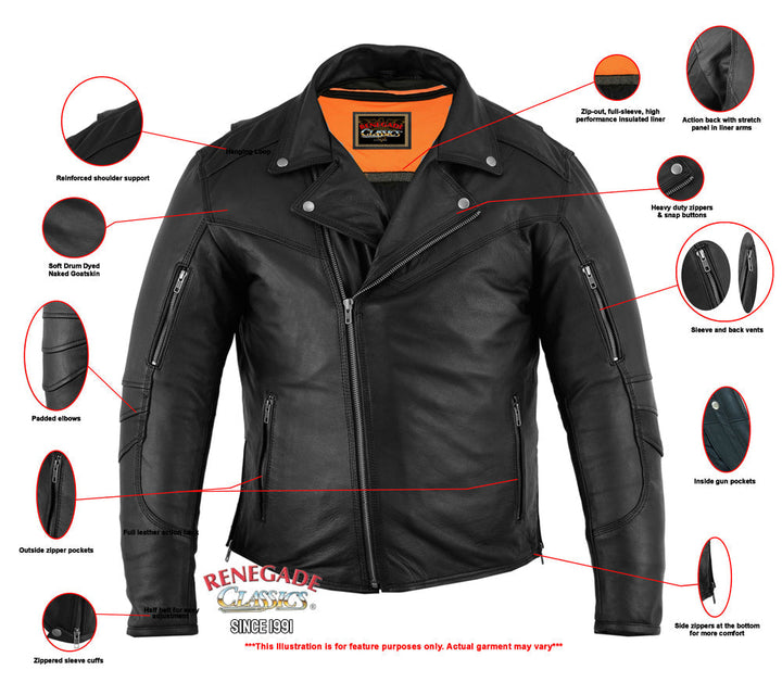 Black Speed Men's Motorcycle Leather Jacket â€“ Smart Access Pocket
