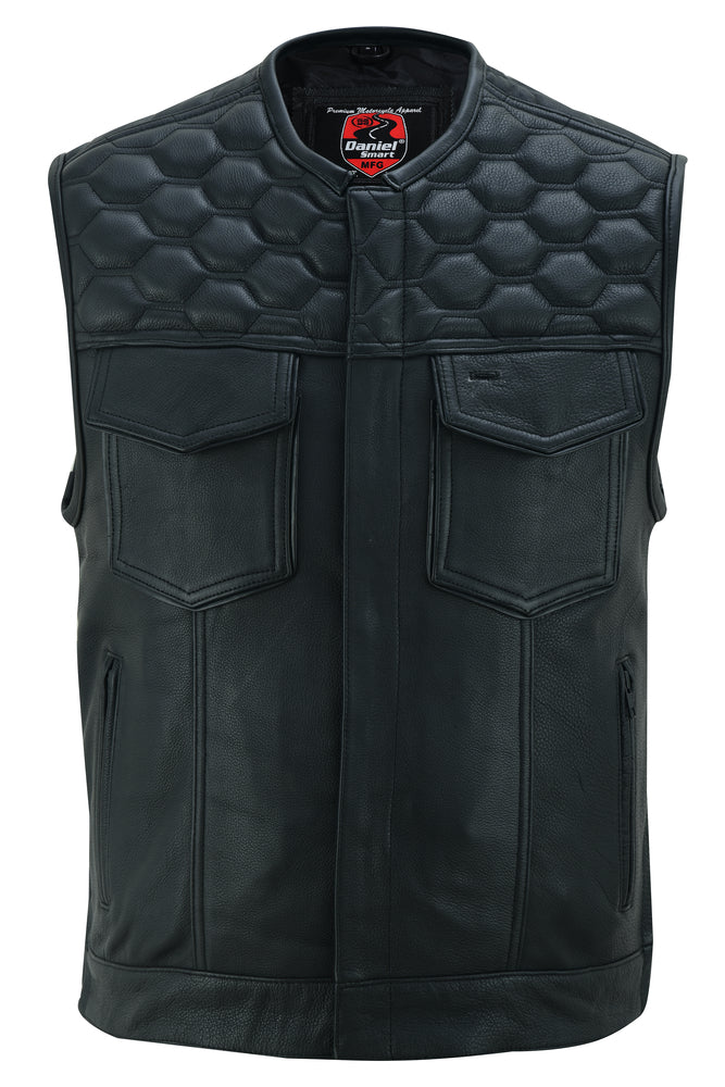 Black Horse Men's Leather Motorcycle Vest