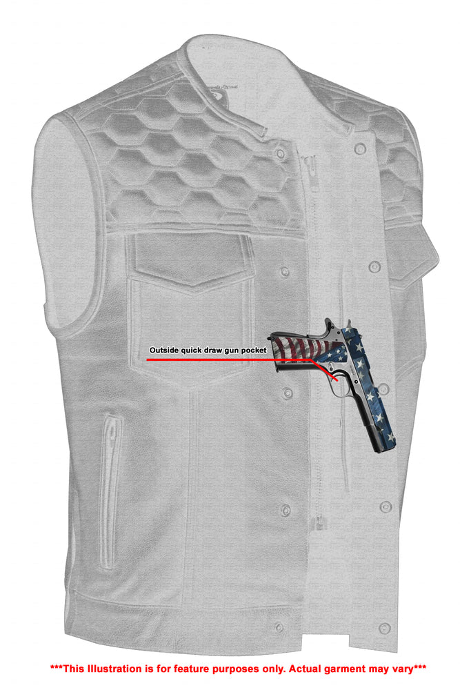 Black Horse Men's Leather Motorcycle Vest