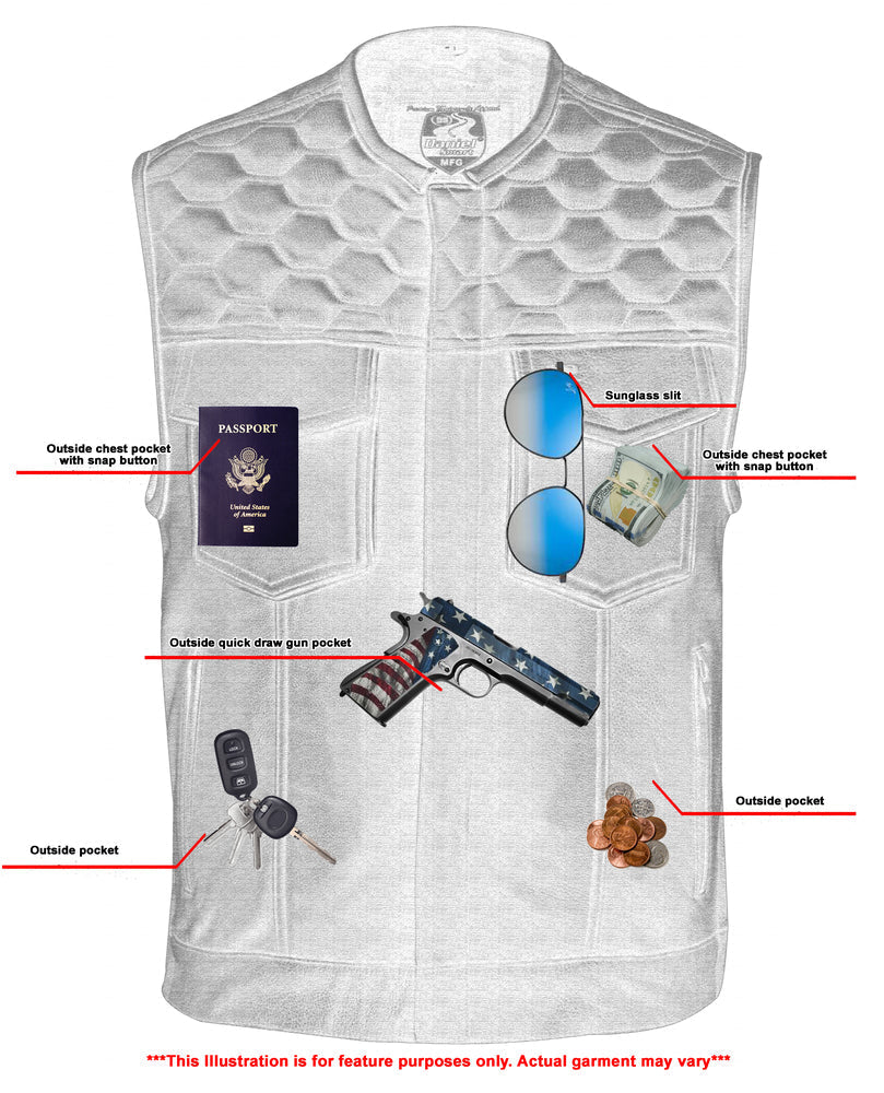 Black Horse Men's Leather Motorcycle Vest